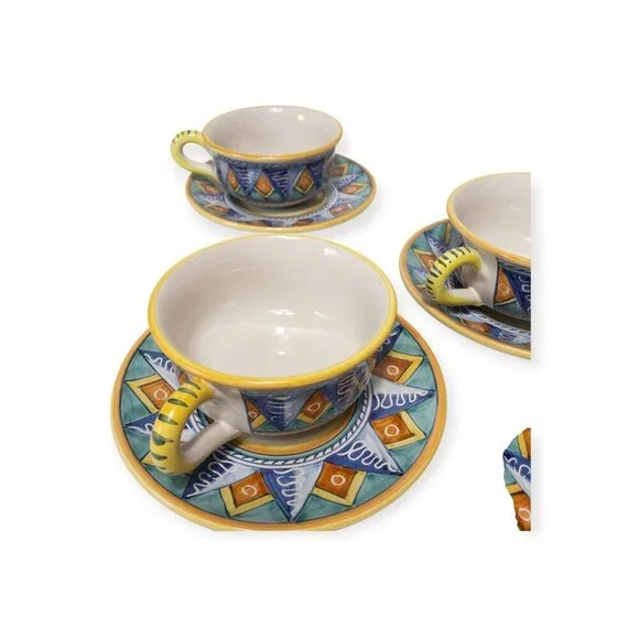 Vintage 90s Starbucks Sberna Deruta Exclusive Ceramic Cups & Saucers Set - Picture 15 of 16